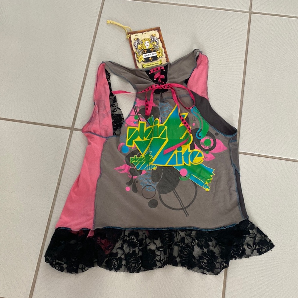 Vintage Styles Ever After handmade concert tee Lace vest OS